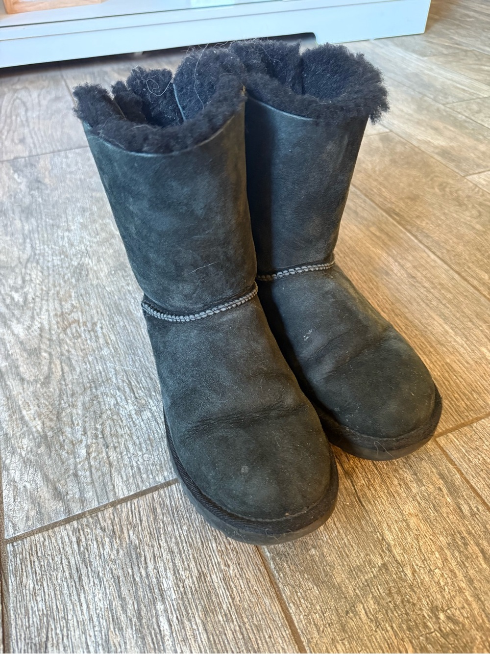 UGG Black Suede Short Shearling Boots